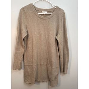 J. Jill Pure Jill Womens Tan Tunic Sweater Pullover Minimalist Soft Cozy Medium